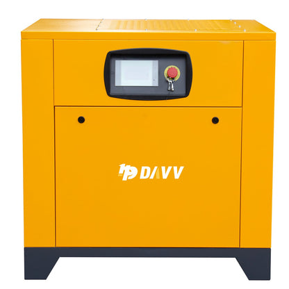 DAVV Rotary Screw Air Compressor, Variable Frequency Motor, 208-230V, 20HP/15KW Single/Three-phase Compatible, 81CFM/115PSI, Base Mounted Industrial Air Compressor System