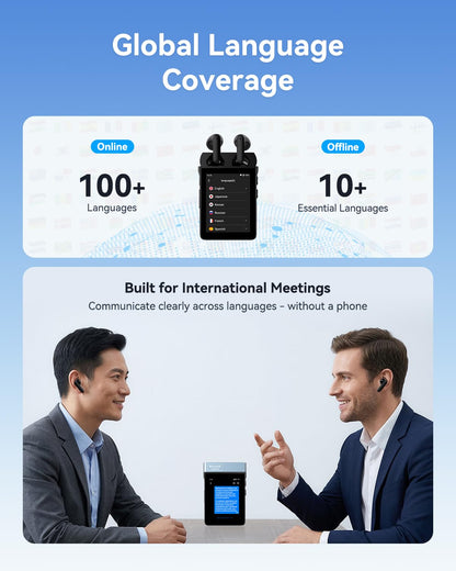 Wooask A9S AI Translation Earbuds Real Time with Camera, OfflineTranslation Headphones No APP Needed, ChatGPT-Powered, Audifonos Traductores Inglés Español for Global Business Trave (Black)