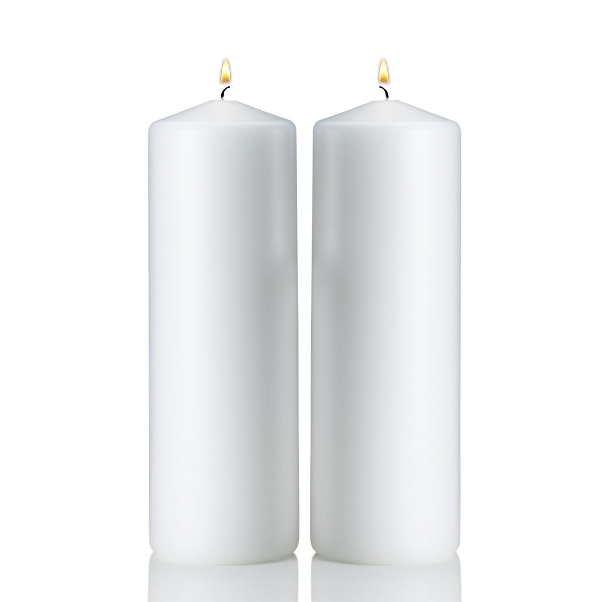 Light In The Dark White Pillar Candles - Set of 2 Unscented Candles - 9 inch Tall, 3 inch Thick - 90 Hour Clean Burn Time
