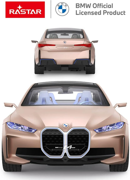 RASTAR BMW i4 Remote Control Car 1/14 BMW i4 Concept RC Toy Car Golden BMW Model Car Diecast for Kids Boys Adults