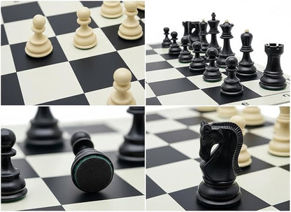 20-inch Foldable Silicone Easy-to-Clean Large Chess Set Family Retro Adult and Children's Chess Portable Travel Game Chess Set with Storage Bag Ideal for Outdoor and Travel Use.