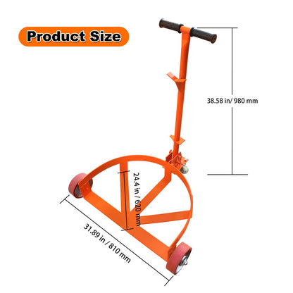 55 Gallon Drum Dolly, 1200 lbs Load Capacity, Adjustable Handle Barrel Dolly Cart with One 360° Swivel Lockable Wheel, Low Profile Steel Oil Drum Caddy for Warehouse, Workshop, Factory, Dump Station