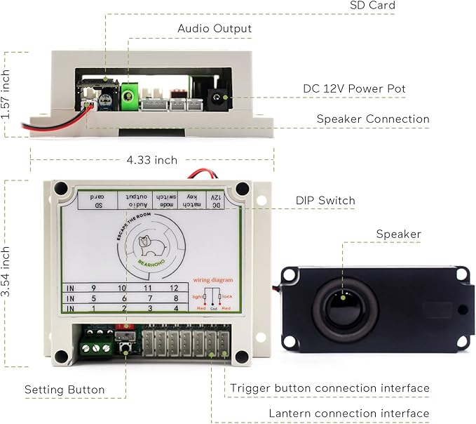 Escape Room Props 5 Colors Buttons Mechanism Press It In Order To Control 12V Magnet Lock For Exit Game Owner Player Adventurer (7 Buttons No Audio)