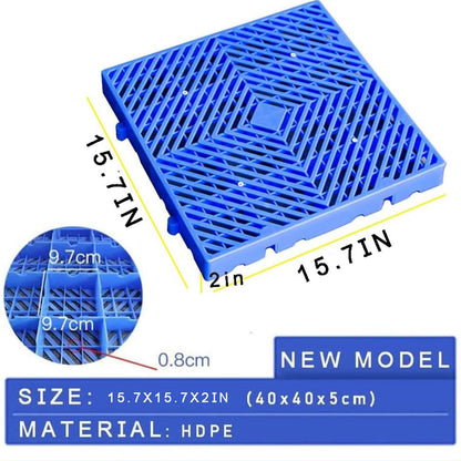 LXSEHN Plastic Pallet, Waterproof Storage Grid Pad, Lightweight Nestable Floor Pallets, 10pcs HDPE Breathable Grids Article Racks for Garage Supermarket Basement,(15.7x15.7x2in)