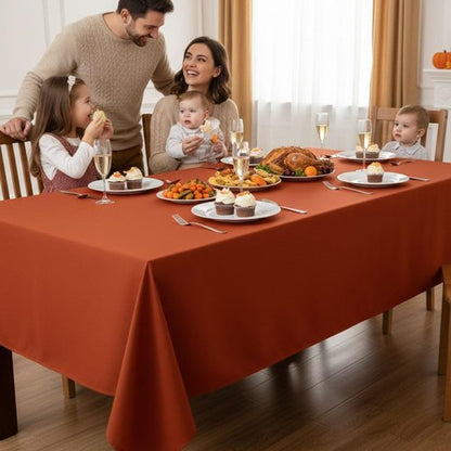 Fitable 6 Pack Rust Round Tablecloths - 120 Inches in Diameter - Stain Resistant and Washable Fall Table Clothes, Polyester Fabric Table Covers for Wedding, Party, Banquet, Formal Events
