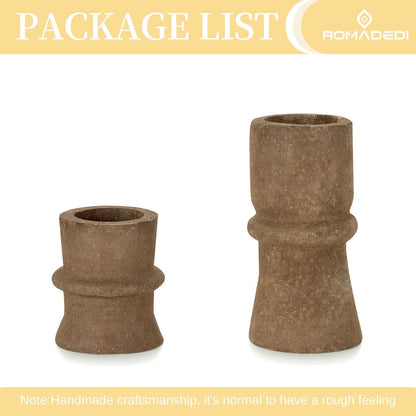 Romadedi Candlestick Holders Boho Decor: Taper Candle Holders Paper Mache for Living Room Modern Decorations Candle Stick Dining Table Centerpiece Fireplace Home Decoration Brown