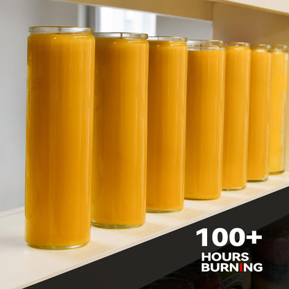 7 Day Pure Beeswax Devotional Prayer Candles - 6 Pack - Unscented Yartzeit Candle in Glass Container for Vigils, Blessings, Memorial, Yom Kippur & Religious Ceremonies