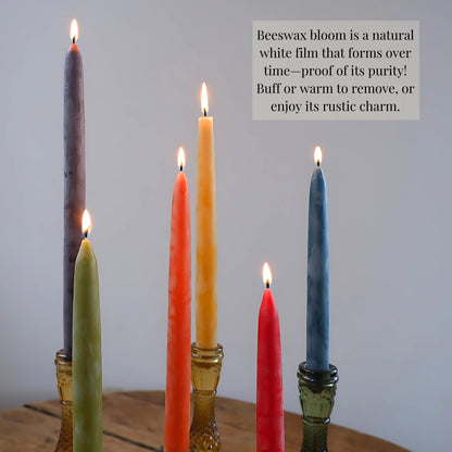 Candlestock Beeswax Taper Candles – Standard 7/8" Diameter, Pure 100% Natural USA Beeswax, Cotton Wick, Dripless, Long-Burning, Handmade in Woodstock, NY- 8 Inches - 1 Pair (2 Candles) - Rose Red