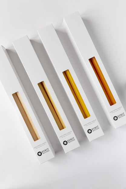 Kunstindustrien® Ivory Taper Candles – Set of 4, 13.8" – Made in Denmark, Long Burning Candles 15h, Unscented & Smokeless Candlesticks – Elegant Tall Candles for Weddings, Dinners & Home Decor (Ivory)