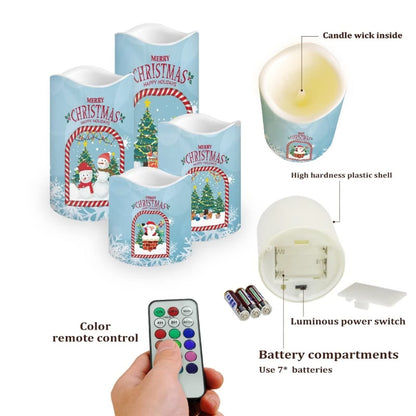 Cozeyat Merry Christmas LED Candles 4 Packs,Flameless Electric Votive Tealights in Warm Yellow,Flickering Electric Candles with Remote Controled for Home Party Cocktail