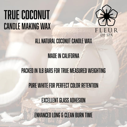 Coconut Candle Wax 6lb by FLEUR DE SPA – Premium All-Natural Coconut Wax Blend – Made in USA – Clean Burn, Great Scent Throw – for DIY Candle Making (6 Pound Box)