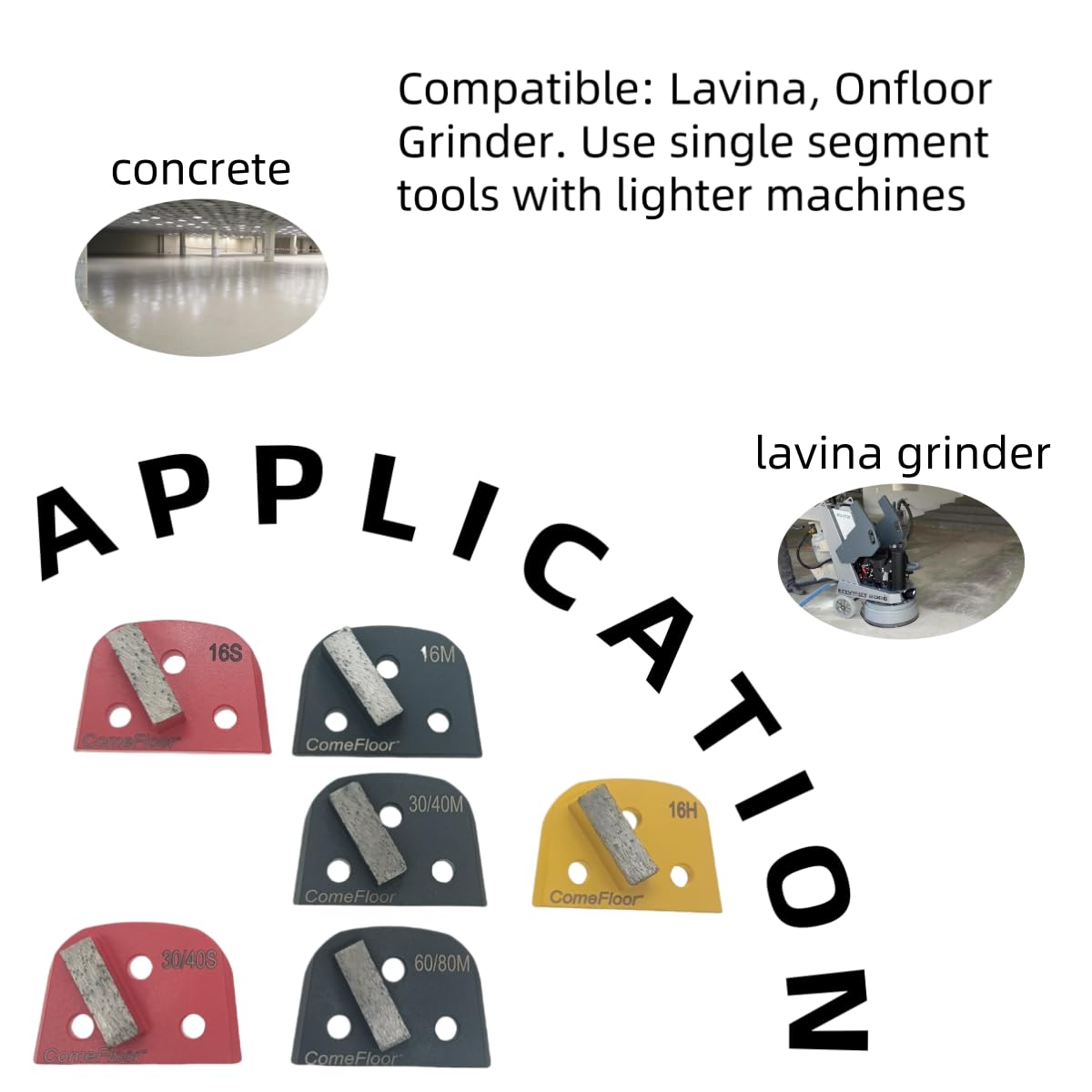 Concrete Floor Grinding Disc, Diamond Metal Grinding Shoes for Concrete Preparation & Thin Epoxy Remove, Compatible with Lavina Onfloor Grinders, Single Bar 16 Grit Medium Bond, Pack of 9