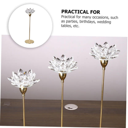 STOBAZA Modern Simple Metal Candlestick Holder Crystal Lotus Design, Small Gold Decorative Candle Stand for Wedding and Dining Room Décor