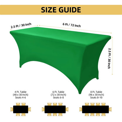 ZarzaaSik 6-Pack 6ft Spandex Table Covers for Rectangle Standard Folding Tables - Wrinkle Resistant Stretch Tablecloths - Ultimate Fitted Table Protector for Parties, Trade Shows, Wedding
