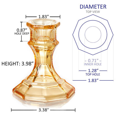 ELIVIA (6 Pack) Gold Glass Candlestick Holders, Taper Candle Stick Holders Set for Wedding & Home Decor - CH06 - Rusty Orange