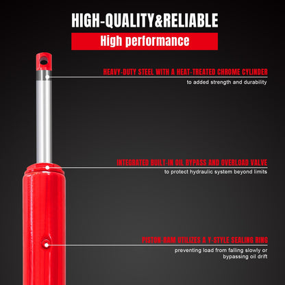 BIG RED T30806 Torin Hydraulic Long Ram Jack with Single Piston Pump and Clevis Base (Fits: Garage/Shop Cranes, Engine Hoists, and More): 8 Ton (16,000 lb) Capacity, Red