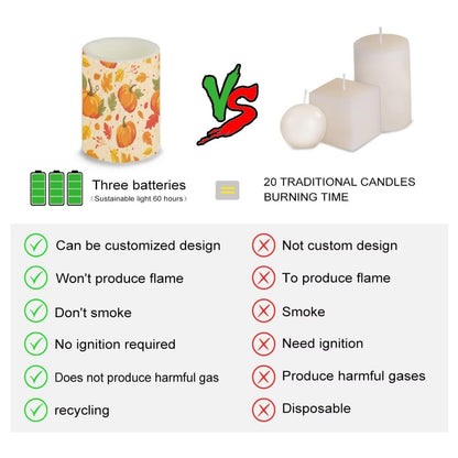NETILGEN 4 Pcs Flameless Flickering Candles with Remote Timer Control Battery Operated LED Pillar Candles Maple Leaf Pumpkins Thanksgiving Day Decor
