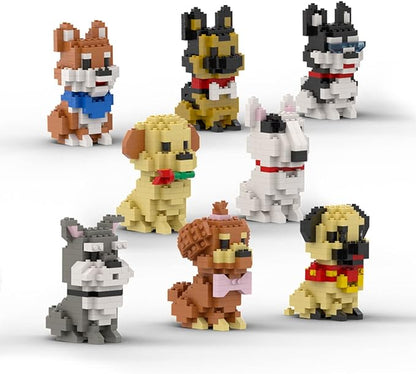 dOvOb Micro Mini Blocks 8 in 1 Dogs Set 1616 Pieces Bricks 3D Puzzle Collection Animal Model Toys as Gift for Adult or Kids