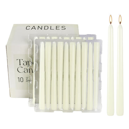 Pliadvbu 100 Pack Lvory Taper Candles 10 Inch, Dripless and Unscented Tall Table Candle for Home Decor, Dinner Candle for Thanksgiving, Christmas, Weddings… …