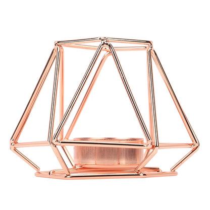 Geometric C and le Holder,Metal Nordic C and lestick,Centerpieces for Wedding, Home Decor Ceremony and Anniversary,C and lestick for Home Tabletop Art Deco(Rose Gold)