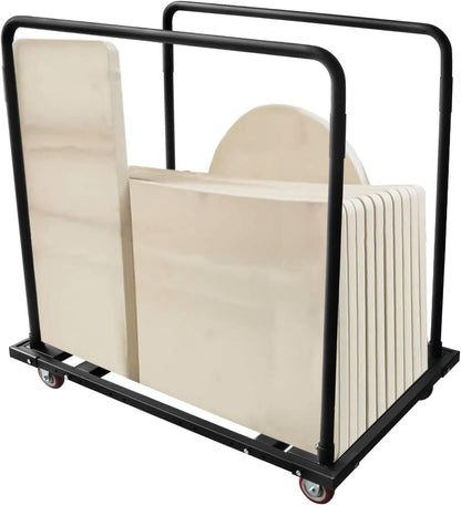 Folding Table Cart Black Table Rack for 60" Round Tables Heavy Duty Table Trolley Black Desk Trolley Steel Frame Rolling Casters Party Event Hotel Furniture 10 Table Capacity,45.3 X 45.3 X 29.1
