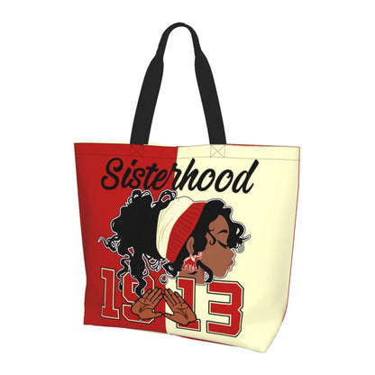 ERETWWA Elephant 1913 Delta Tote Bag Sigma Sorority Gifts Woman Travel Foldable Reusable Canvas Storage Bag Shopping