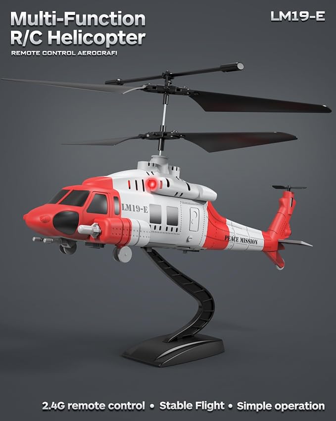 Army RC Helicopter with 10 Missiles LM19-E 2.4GHz Remote Control Helicopter for Beginners and Adults Military Helicopter Toy LED Lights Altitude Hold One-Key Take Off Indoor Friendly