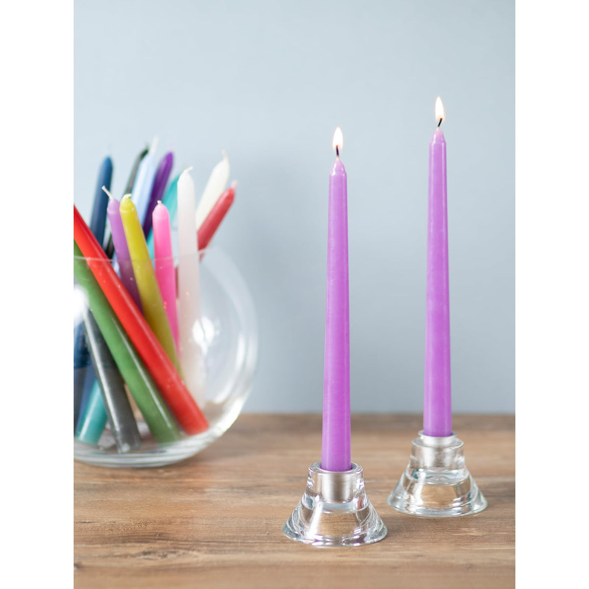 CANDWAX 10 inch Taper Lilac Candles Pack of 4 - Unscented Smokeless Dripless Tall Candlesticks - Perfect for Special Occasions, Ordinary Dinners, for Mother's Day - Lavender Candle Sticks