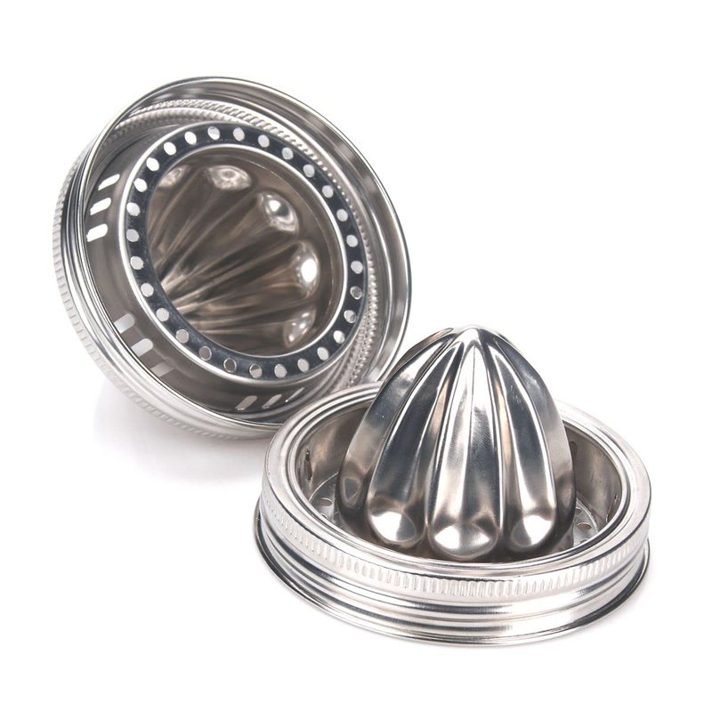 Mason Jar Stainless Steel Juicer Lid (2 Pieces), Citrus Reamer for Wide Mouth Mason Jar Lemon Juicer Manual Citrus Juicer.