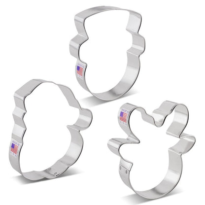 Ann Clark Faces of Christmas Cookie Cutters 3-Pc. Set (Santa Face, Reindeer Face, Snowman Face) Made in USA