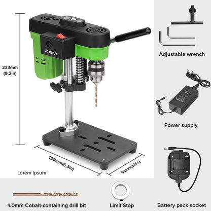 Mini Bench Drill Press,Small Benchtop Drill Press,Two Power Supply Modes,High Precison Low Noise,Compact Benchtop Drilling Machine, DIY Jewelry Making, Metal Wood Working