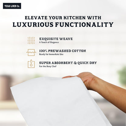 TEXAS LINEN CO. Flour Sack Towels [28" x 28", 12 Pack] Highly Absorbent 100% Cotton White Kitchen Tea Towels for Cleaning & Drying, Bread Proofing, Crafting, Embroidery, Quick Dry Dish Towel Set
