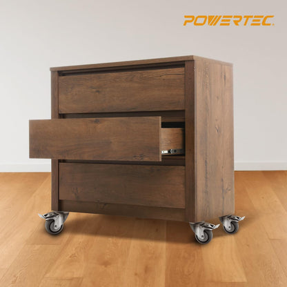 POWERTEC 17201-Case4 3" Heavy Duty Threaded Stem Swivel Caster Wheels with 600 lbs Total Loads, Dual Locking Industrial Castor Wheels for Workbench, Dolly, Cart & Furniture, (Pack of 16)