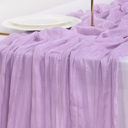 Socomi 3pcs Lilac Purple Lavender Cheesecloth Table Runner Summer Boho Rustic Gauze 120 inch 10FT Cheese Cloth Sheer Runner for Wedding Party Baby Shower Birthday Home Decor Holiday Decorations