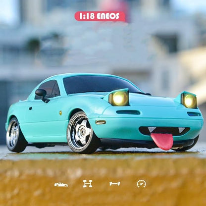 LDRC 1804 1/18 Scale Mini RC Drift Car with Gyro LED Lights RWD Full Proportional 2.4GHz Remote Control Racing Sport Drift Car Indoor Gift for Adult - RTR Version / 1 Battery