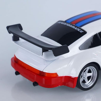 1/43 High Speed 2.4 GHz Mini RC Drift Car with 4 Wheel Drive Motor ESC Servo Motor Lighting Battery Charging Cable Gyroscope Hobby Grade Model for Birthday Gift