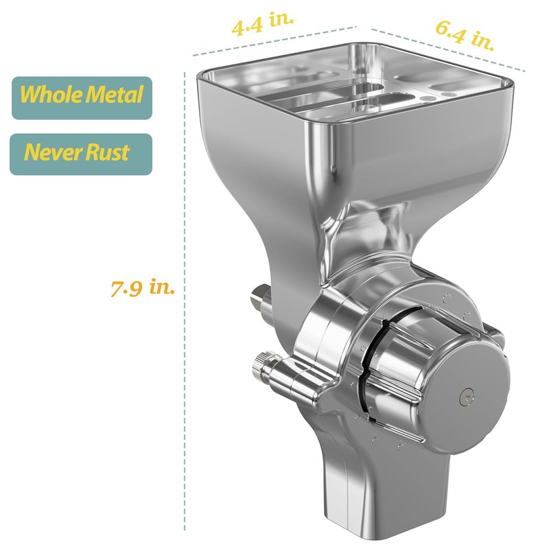Metal Grain Mill Attachment for KitchenAid Stand Mixer – 12-Level Grind Adjustment, All-Metal Construction for Grinding Grains, Spices & More
