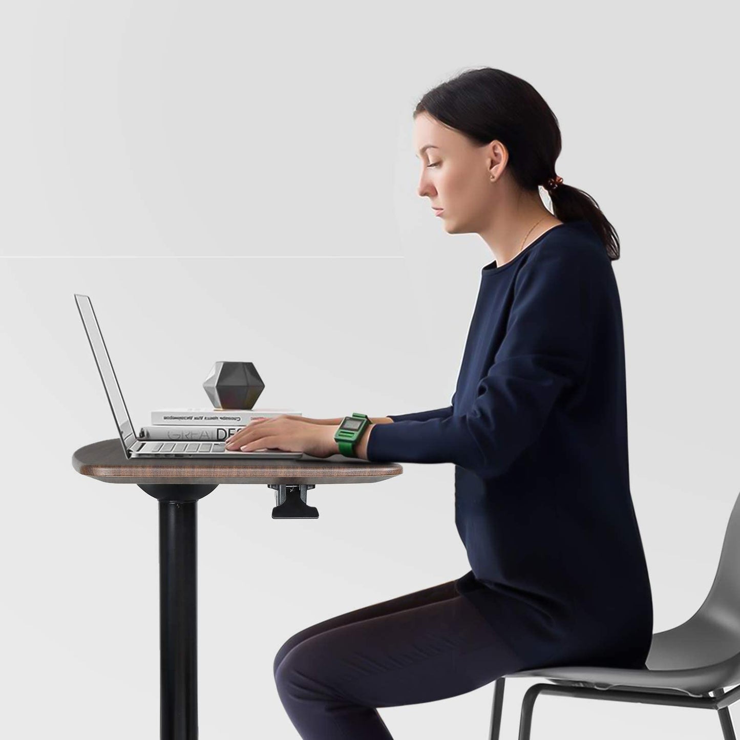 CARTMAY Mobile Standing Desk,Pneumatic Height Adjustable Laptop Desk, Mobile Laptop Desk with Wheels, Height Adjustable from 29.5'' to 47'',Black