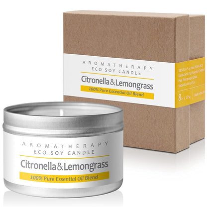 I & Candle Aromatherapy Soy Wax Scented Candles (Citronella & Lemongrass)