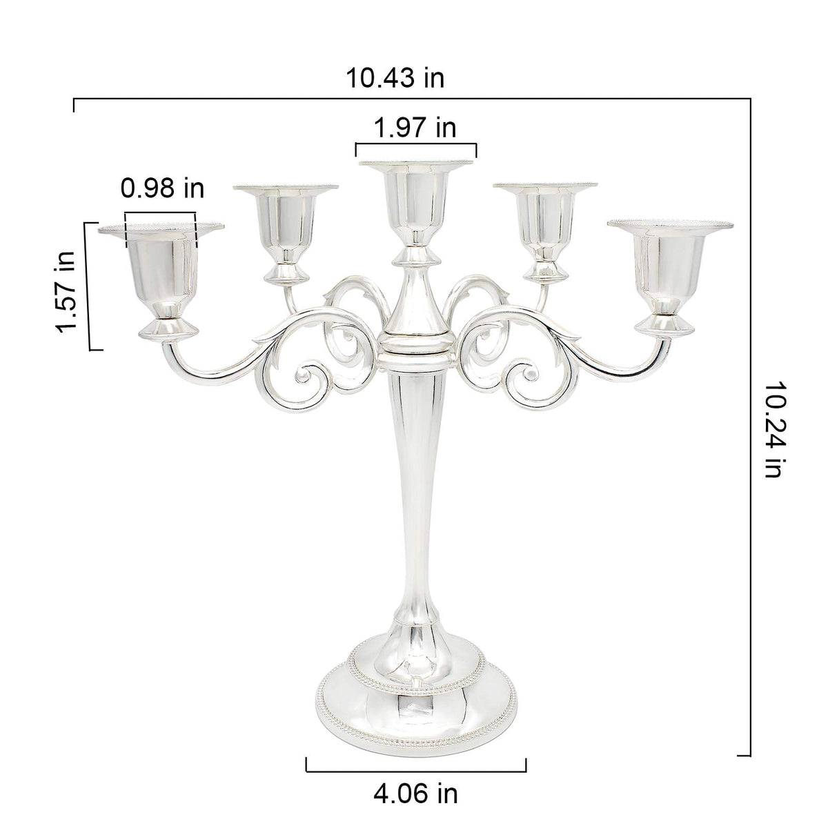 Dorlotou Metal Candelabra 5-Candle 10.1 Inch Tall Candle Holder Stick for Home Wedding Event and Party Festival,Silver