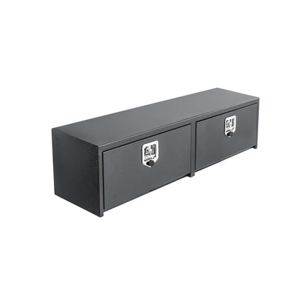GarveeTech Black Steel Underbody Truck Tool Box with t-Handle Lock Latch, Truck Storage Organizer Tool Box Chest, Heavy Duty Under Body Toolbox for Pick Up, Truck, RV, Trailer，48 x 16 x 13 Inch