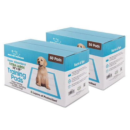 Best Pet Supplies Puppy Pads - Disposable, Dog Training Potty, Super Absorbent Blue Puppy Pee Pads for Dogs (Pack of 100) X-Large