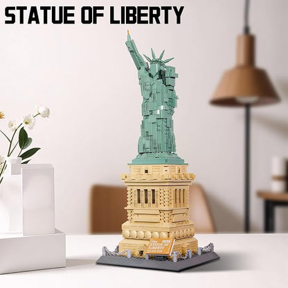 Statue of Liberty Building Blocks Sets Collectible New York City Architecture Souvenir Model World Famous Landmark Building Kits Toys Gift for Adults Kids and Teens 1409PCS