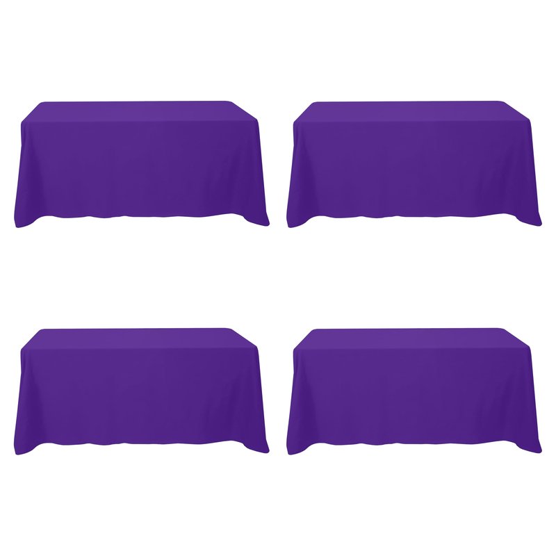 BRILLMAX 4 Pack Purple Tablecloths 90 x 132 Inch for 6ft Rectangle Tables - 150 GSM Polyester Fabric, Floor Length Drop, Water, Stain & Wrinkle Resistant Cloth Cover for Wedding Reception Banquet
