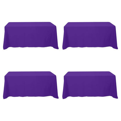 BRILLMAX 4 Pack Purple Tablecloths 90 x 132 Inch for 6ft Rectangle Tables - 150 GSM Polyester Fabric, Floor Length Drop, Water, Stain & Wrinkle Resistant Cloth Cover for Wedding Reception Banquet