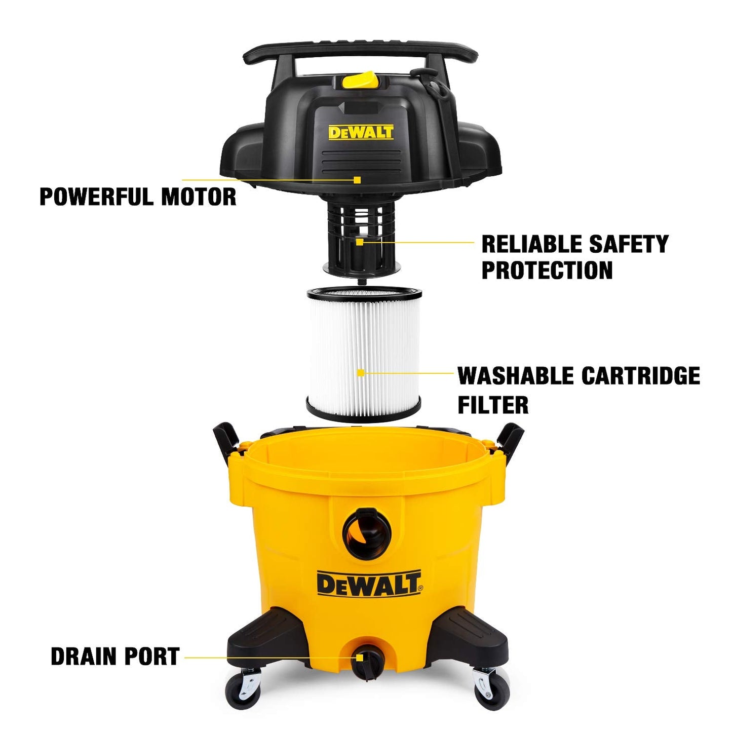 DEWALT 10 Gallon Wet Dry Vacuum Bundle with Vacuum Hose and Filter Bags