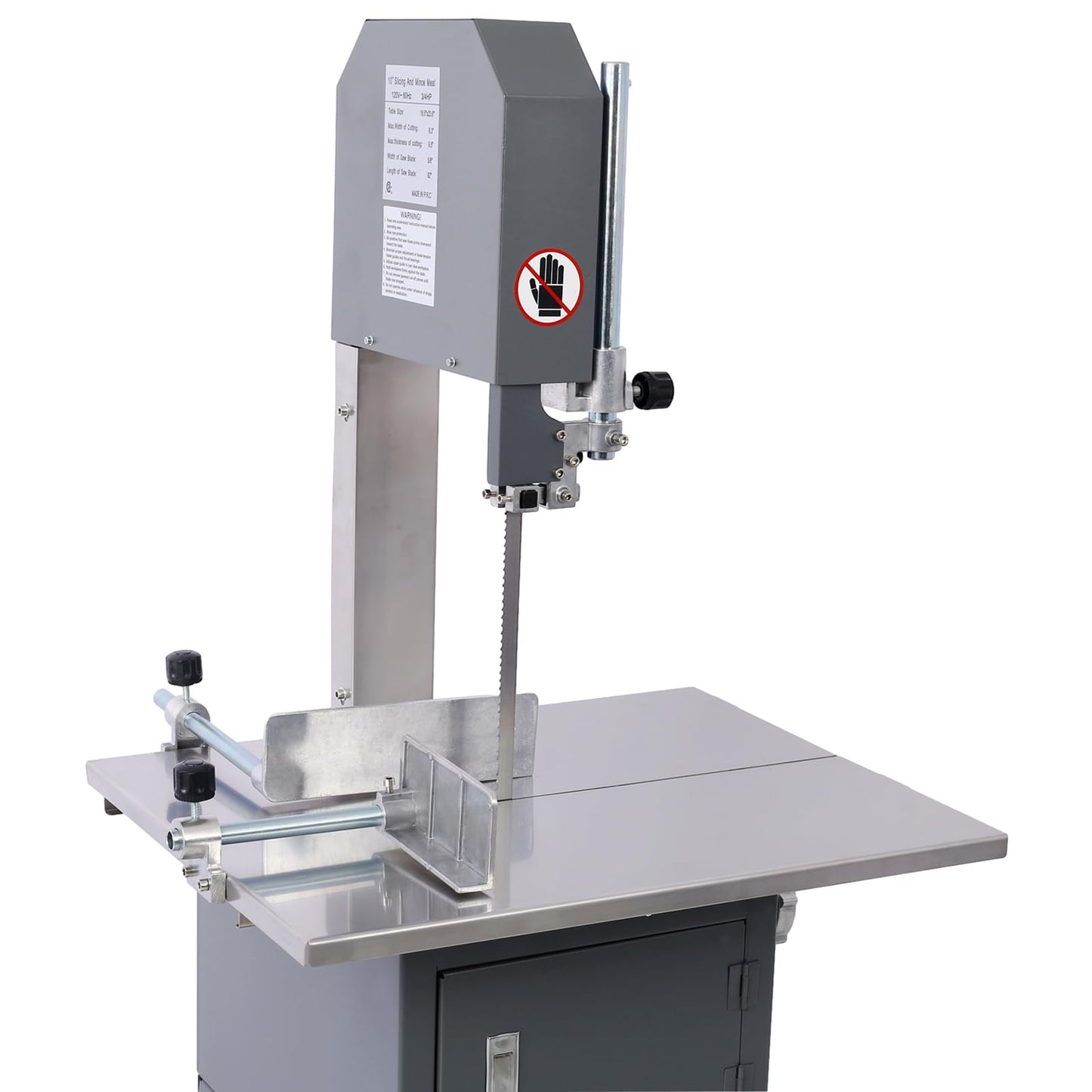 PULLAFUN Commercial Meat Band Saw Machine, 2-in-1 Stainless Steel Butcher Meat Grinder and Sausage Stuffer, Blade Bone Sawing, Meat Cutting Bandsaw Workbench
