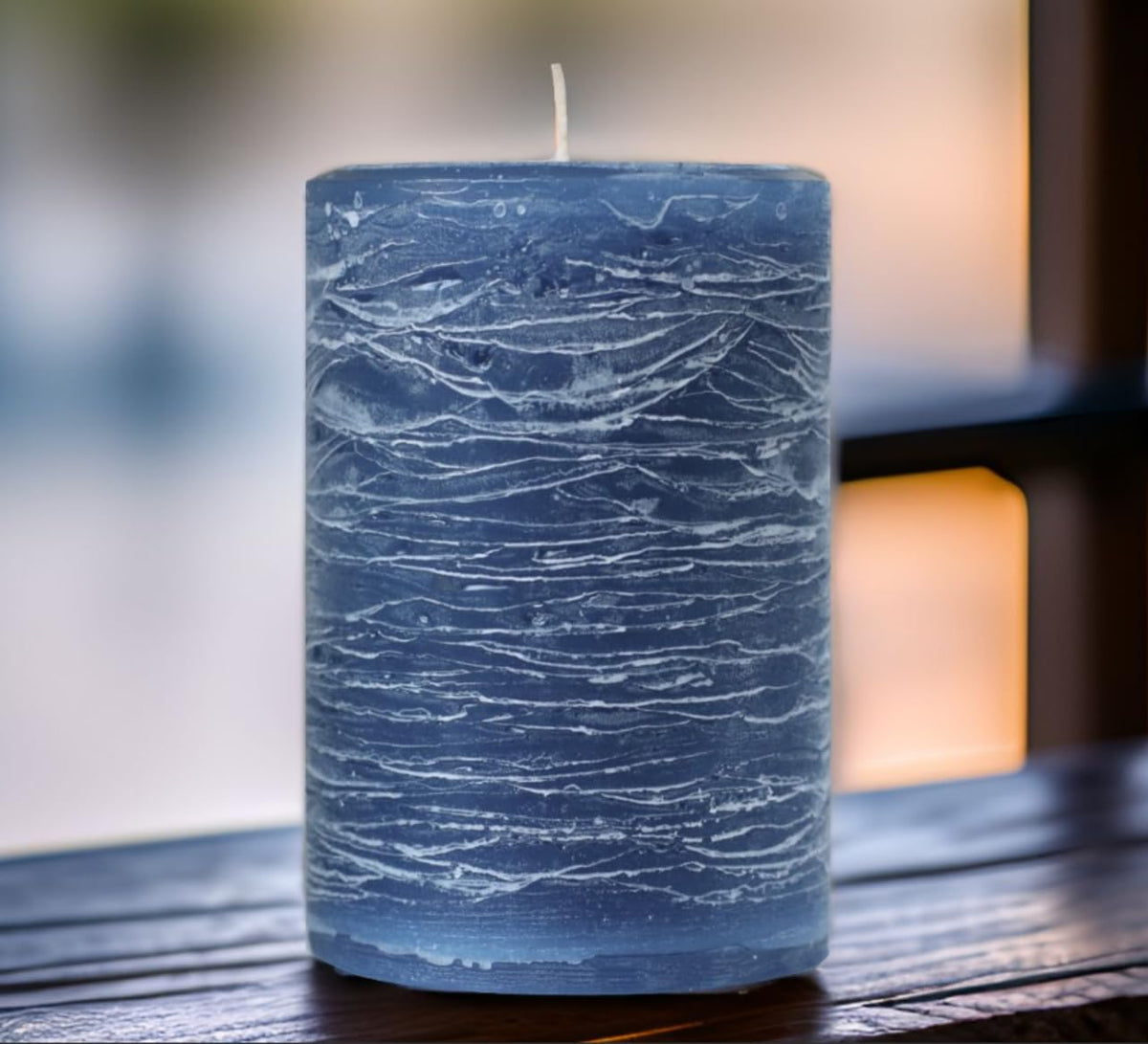 Modern Candle Design Large Unscented Rustic Nordic Pillar Candle Handmade in The USA (Tranquil Blue)