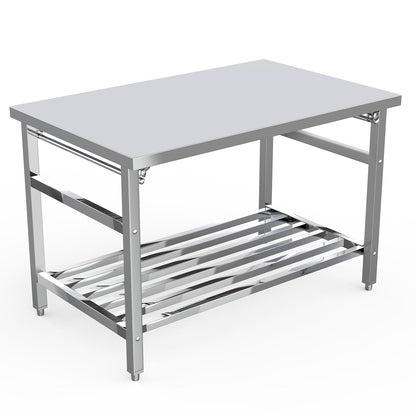 GlowSol Stainless Steel Prep Table 48 x 24 Inch, NSF Commercial Heavy Duty Stainless Steel Work Folding Table with Undershelf, Kitchen Island, Laundry Folding Table, Outdoor Cooking Table, Silver