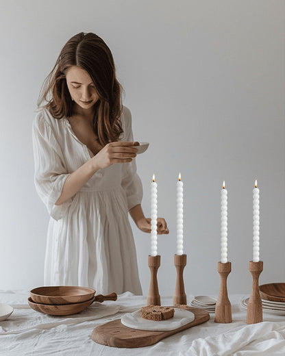 MAITREYA White Taper Candles Conical Stick Candles Spiral Taper Candles-Set of 4 for Decoration Weddings Party Church-Unscented Dripless Candles,10inch(D-White)